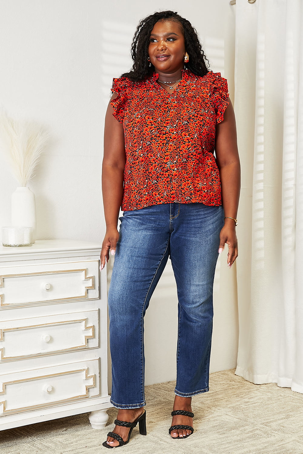 Maite Blouse in Red Orange