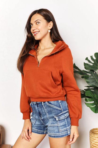 Rust Cropped Hoodie