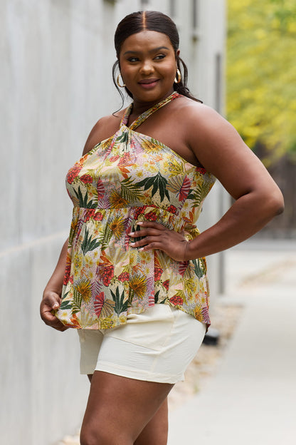 Floral Halter Top in Green