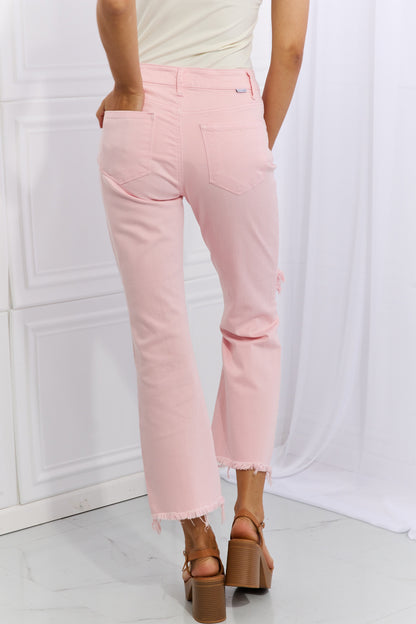 Pink Ankle Flare Jeans