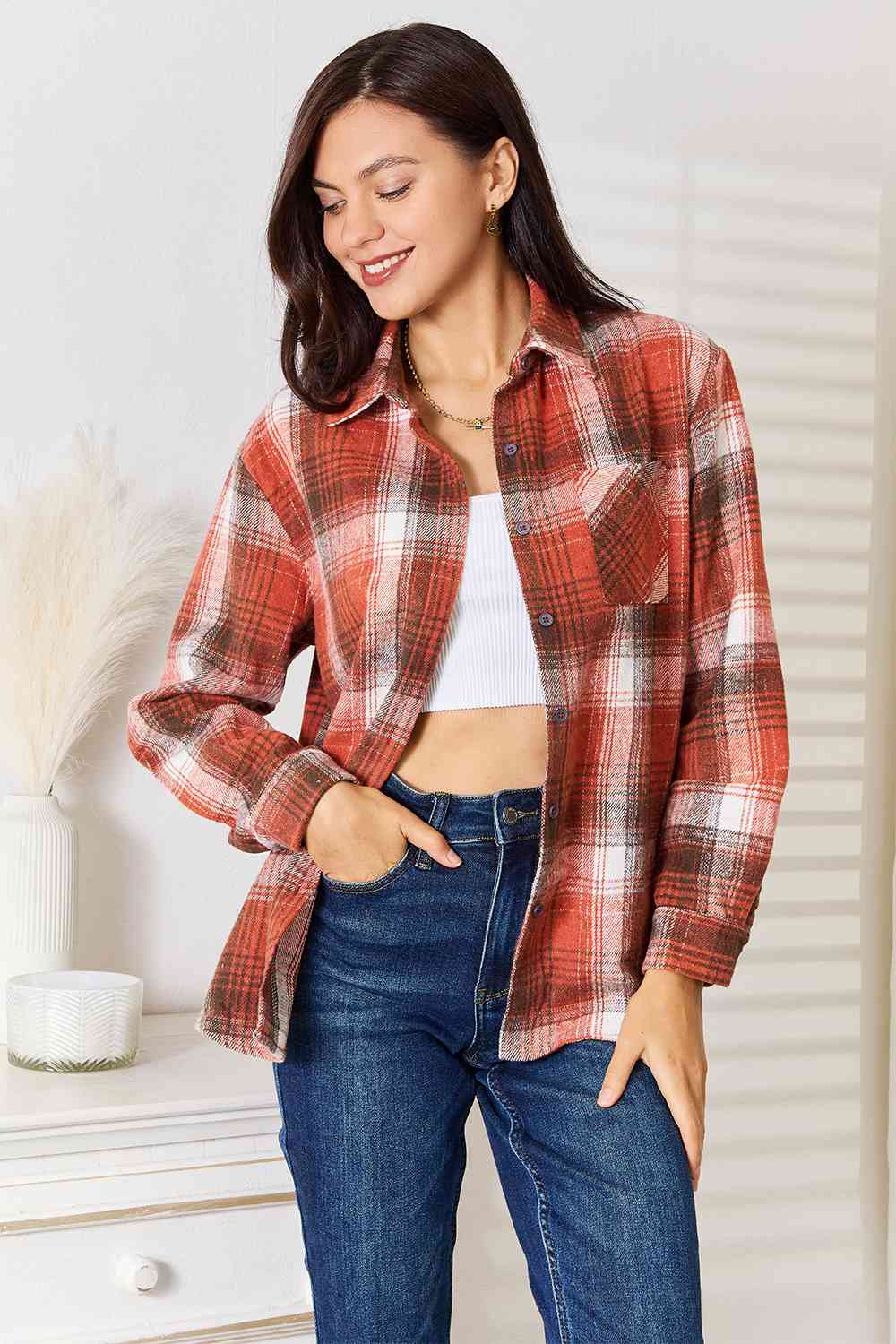 Rust Plaid Top