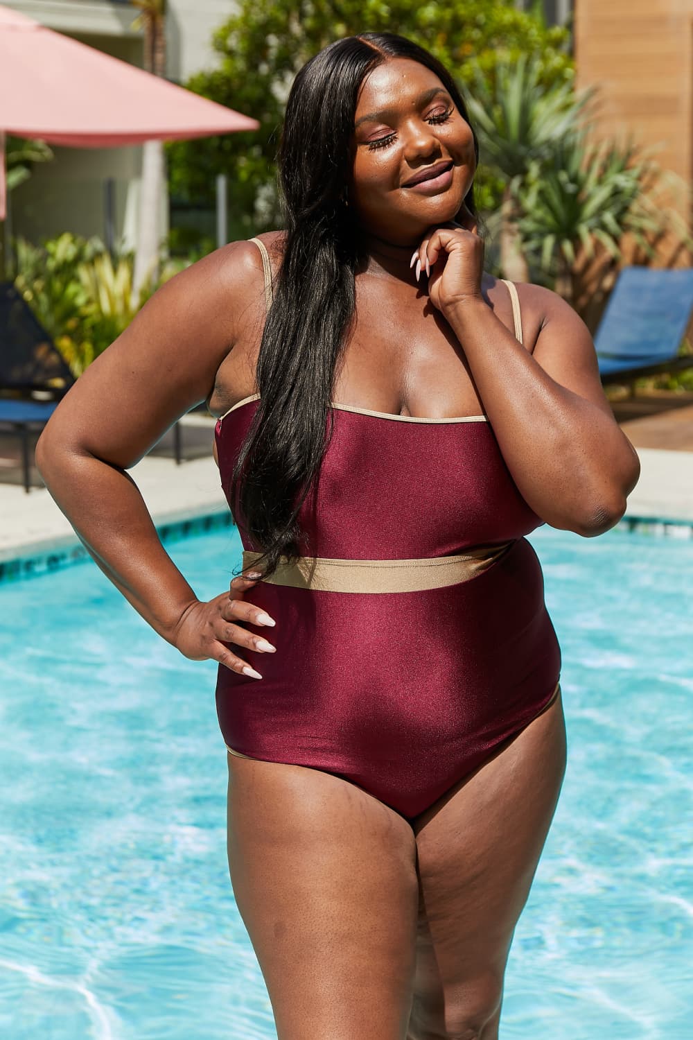 Wave Break One-Piece in Burgundy