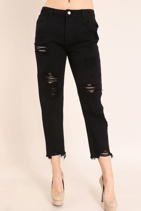 Black Distressed Jeans - Amber Moon 