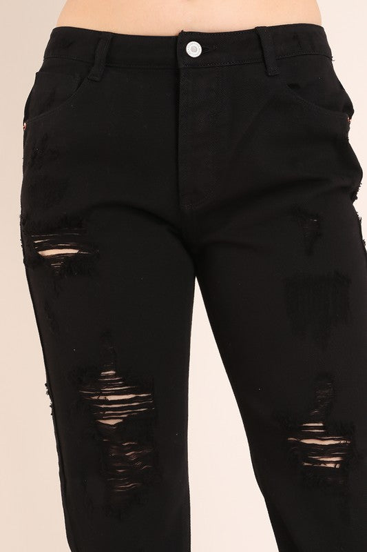 Black Distressed Jeans - Amber Moon 