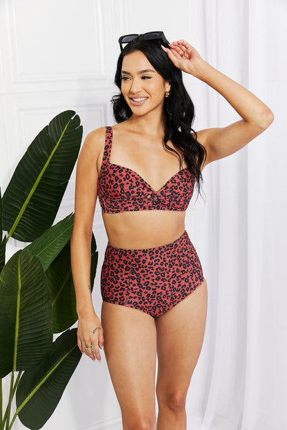 Leopard Twist High-Rise Bikini in Ochre