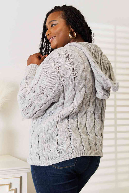 Cable-Knit Hooded Sweater
