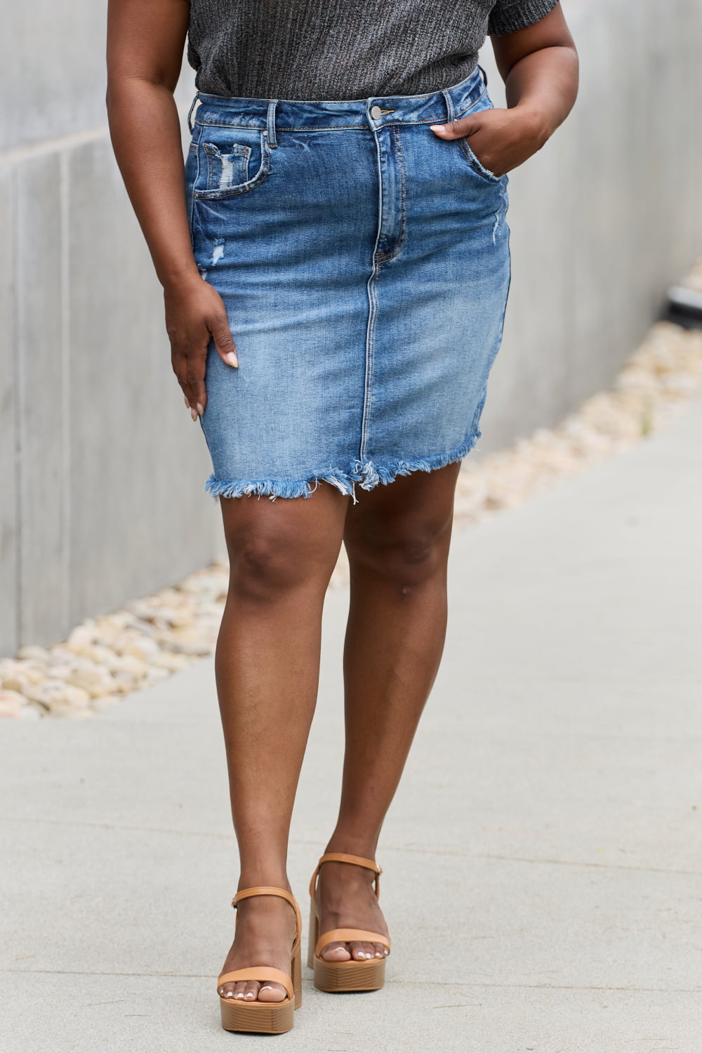 Denim Mini Pencil Skirt