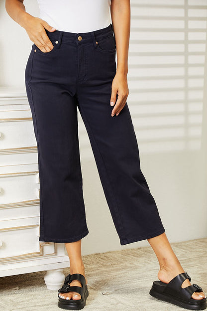 Tummy Control Wide Cropped Jeans