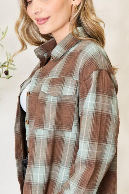 Olive and Brown Plaid Shirt