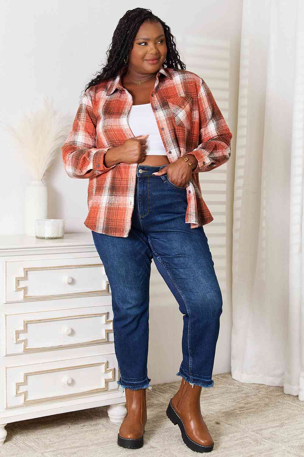Rust Plaid Top