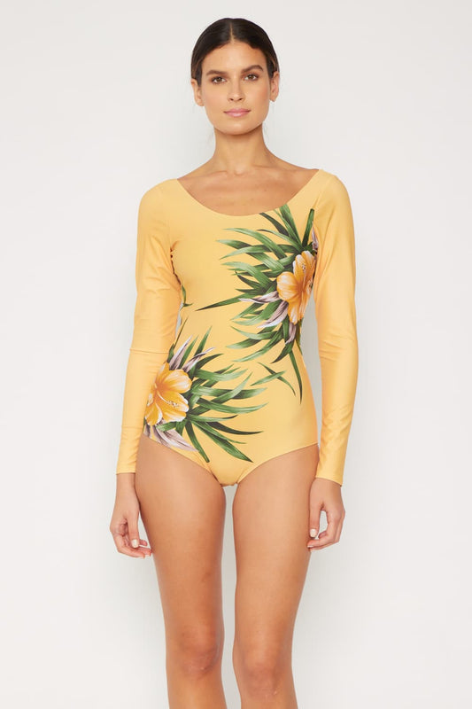 Long Sleeve Swimsuit in Yellow