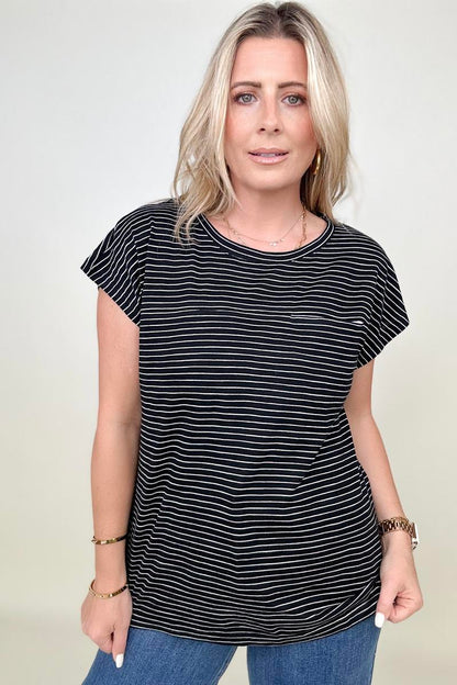 Striped Top with Contrast Pocket