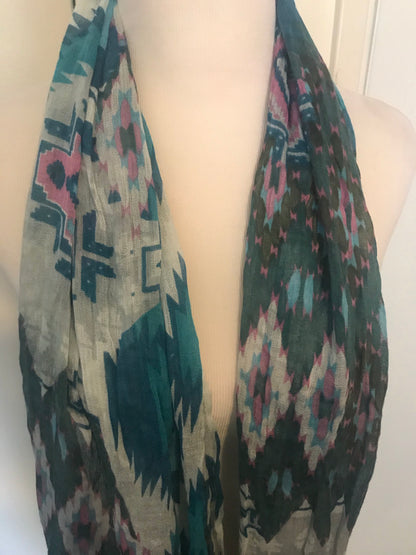 Turquoise Print Scarf - Amber Moon 