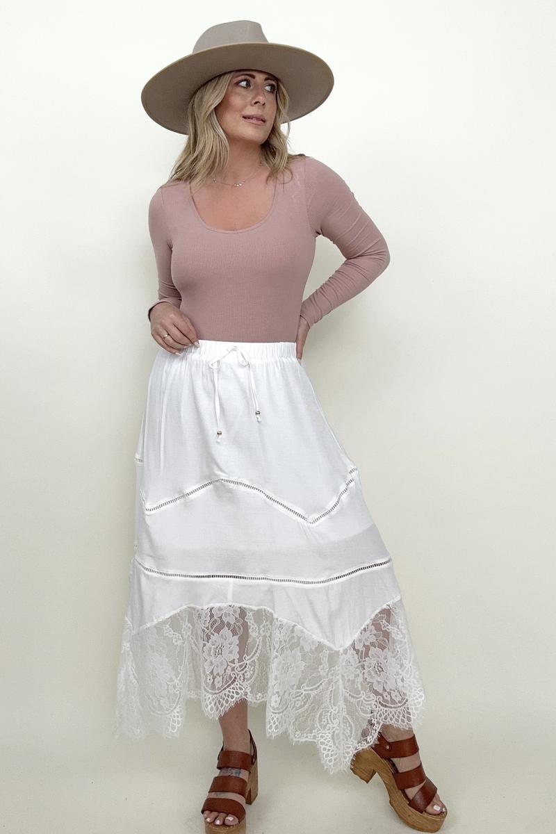 Lace Trim Maxi Skirt