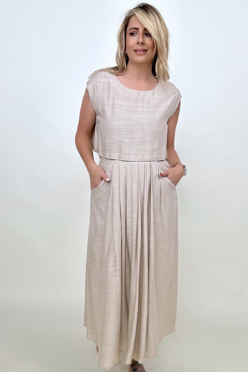 Linen Top And Skirt Set in multiple colors